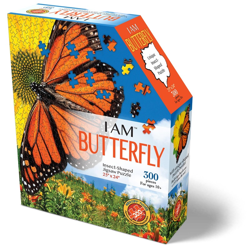 Madd Capp: I Am Butterfly – 300 Piece Puzzle – Insect-Shaped Jigsaw, 25” X 24” Finished Size, Poster Reference, Educational Fu