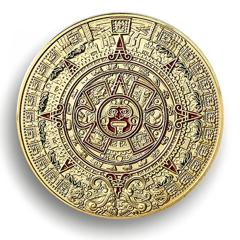 Mexico Mayan Aztec Calendar Art Prophecy Culture Challenge Coin Lucky Coin