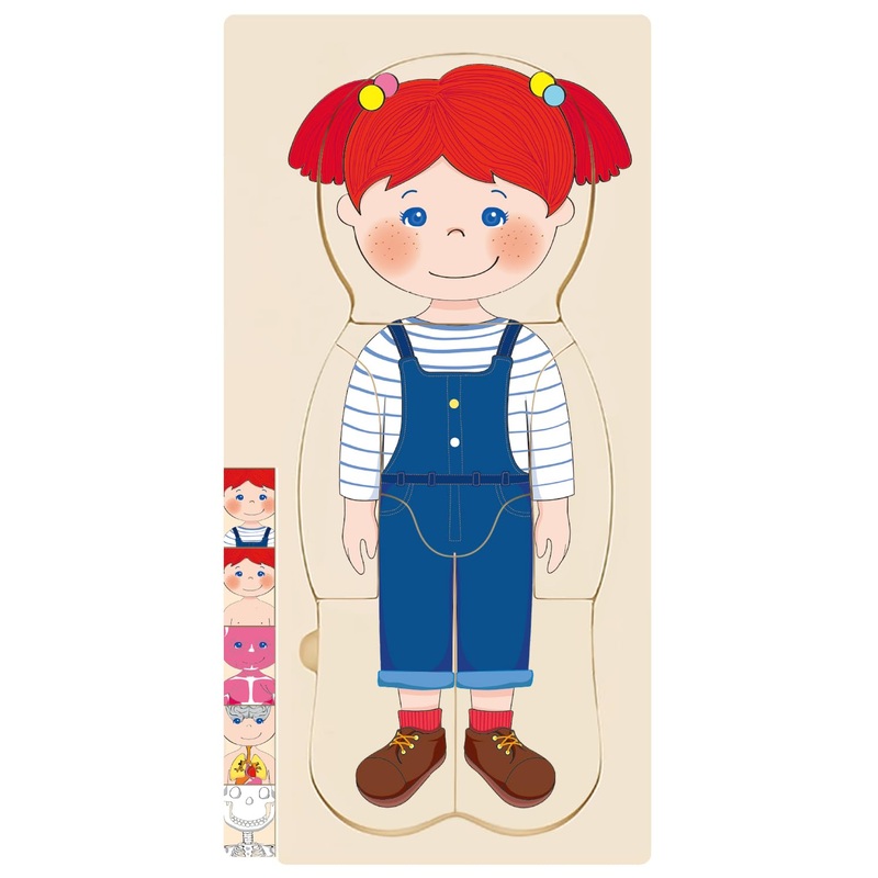 Moinkidz Wooden My Body Puzzle For Toddlers & Kids, Girls Montessori Anatomy Puzzle Kid Play Set, Preschool Game Learning Human
