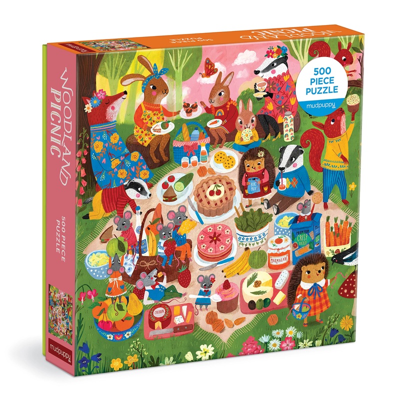 Mudpuppy Woodland Picnic 500 Piece Family Puzzle