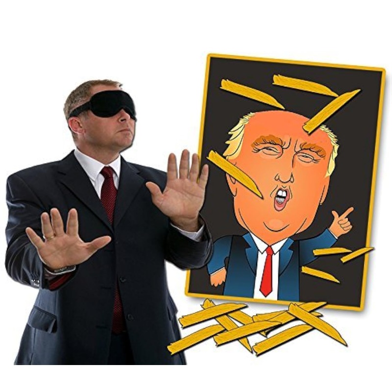 Pin The Toupee On Trump Party Game – Donald Trump Gag Gift Funny Political Gifts Free Blindfold Mask White Elephant Ideas Secret