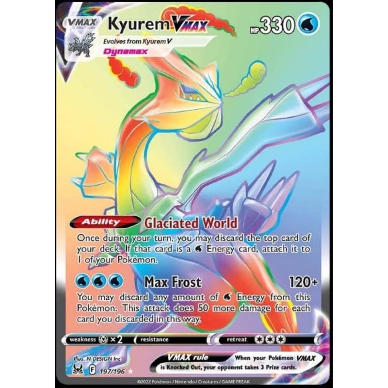 Pokemon – Kyurem Vmax 197/196 Lost Origin Secret Rainbow Rare Foil