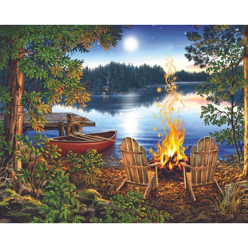 Springbok’S 1000 Piece Jigsaw Puzzle Lakeside Canoe – Made In Usa – Unique Cut Pieces