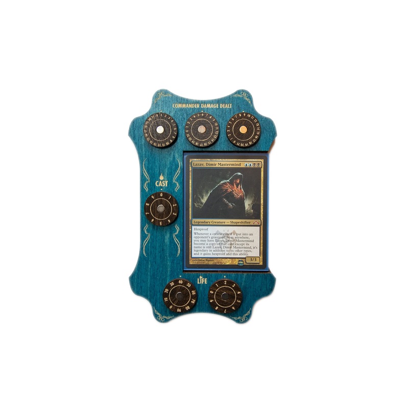 Strata Strike | Commander Command Zone Tray With Dial Counters – Mtg Magic The Gathering Compatible Tracker – Blue & Kona Color