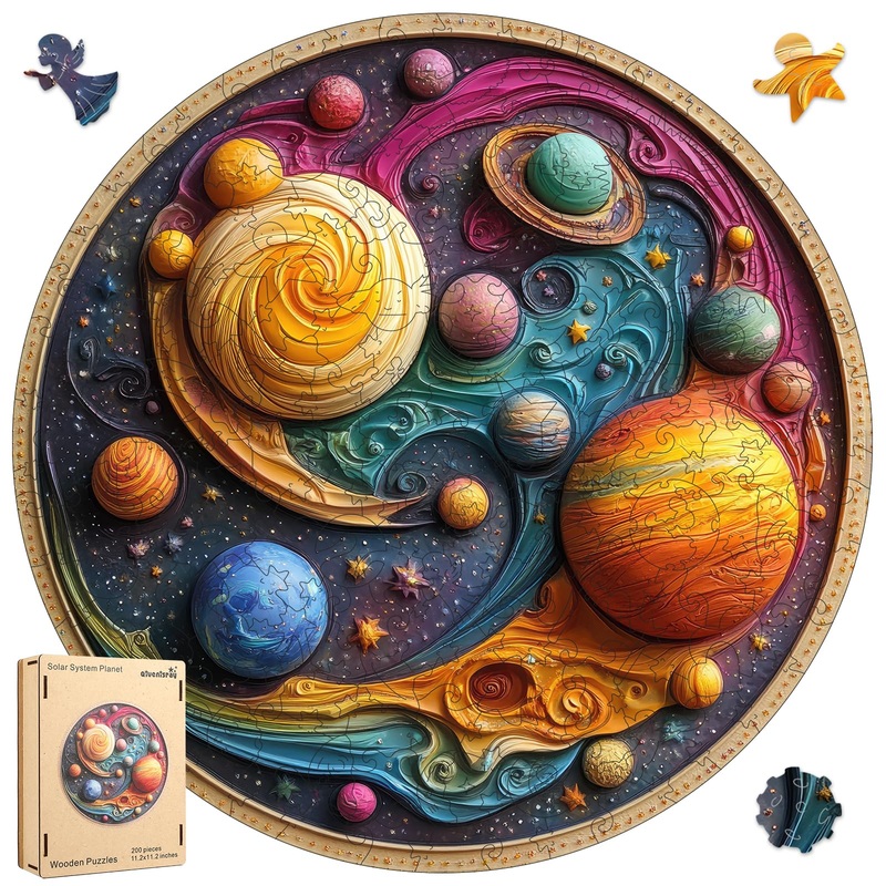 Wooden Puzzles For Adults, Solar System Planet Wooden Jigsaw Puzzles, Unique Shape Adult Puzzles, Irregular Wood Creative Gift F