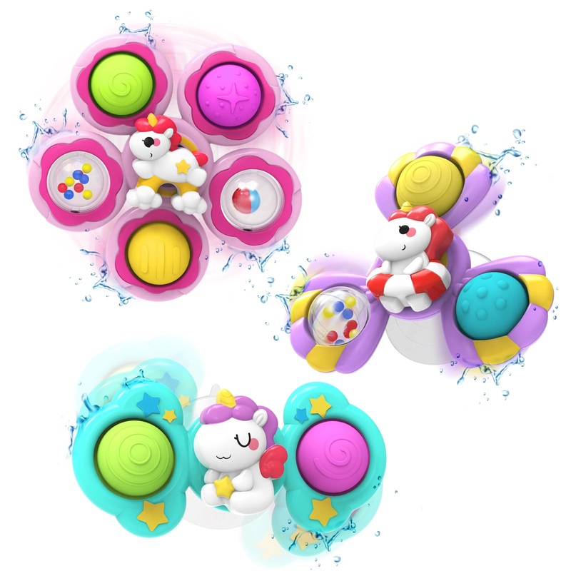 3Pcs Suction Cup Spinner Toys For 1 Year Old Girls Boys, Baby Bath Toys,Spinners For Kids Sensory Toys For Toddlers 1-3,Toddler