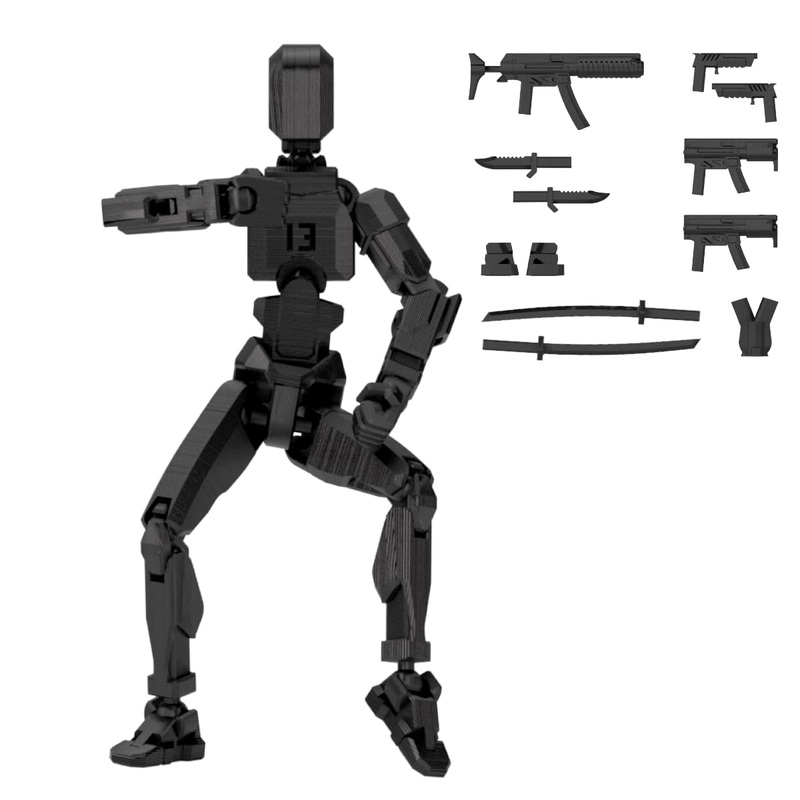 Aifeiric T13 Action Figure,T13 Action Figure Dummy13,3D Printed Multi-Jointed Movable,Creative Gifts For Kids And Adults (Black)