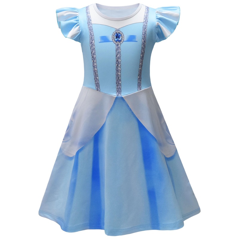 Aovclkid Girls Cinderella Princess Costume Halloween Birthday Party Dress Cosplay Outfits(7-8 Years,Gray)