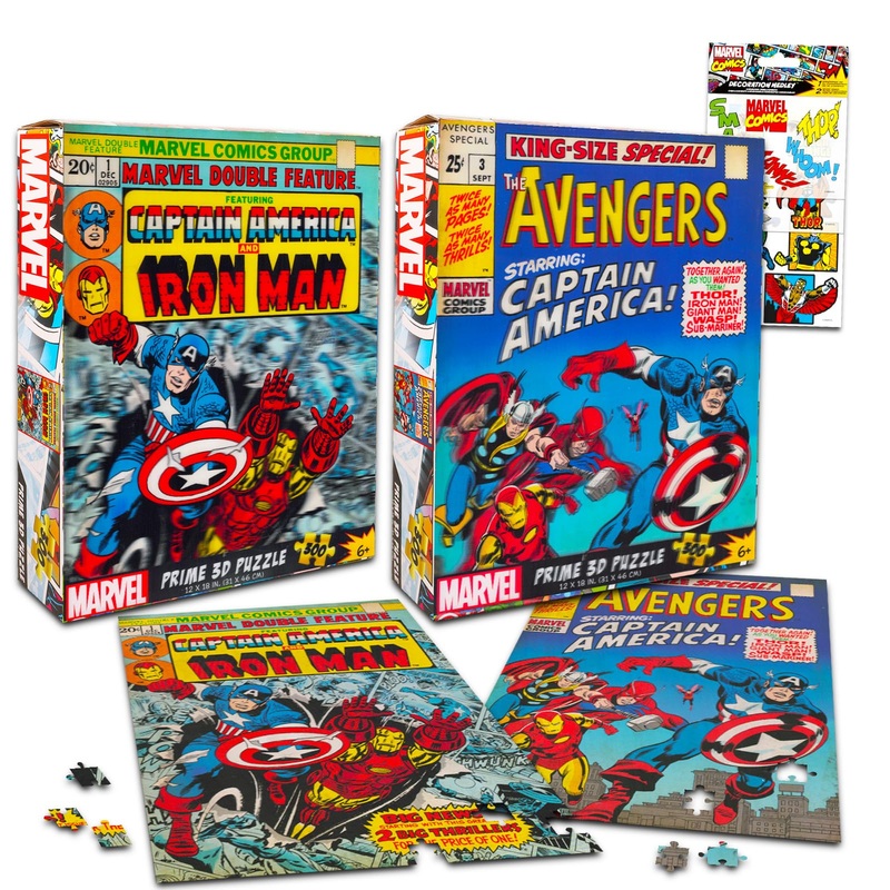 Avengers Puzzles – Captain America & Iron Man 2X300Pc Sets Plus Stickers | Marvel Superhero Puzzles For Kids, Teens & Adults