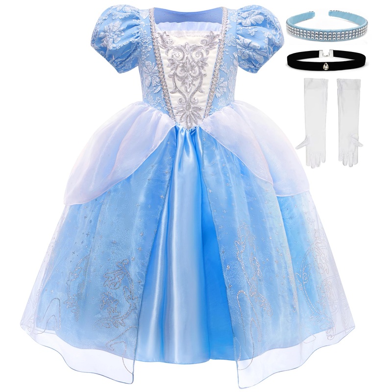 Axaxa Cinderella Costume For Girls Cinderella Dress Princess Dresses For Girls With Accessories Set 4-7Y
