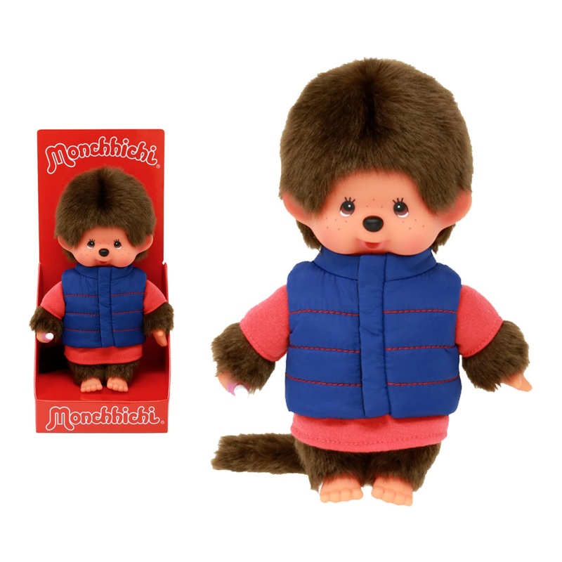 Bandai Monchhichi Iconic 80S Plush Down Jacket 20Cm Soft Plush Toy For Kids And Adults