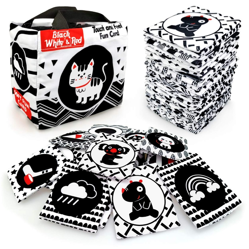 Black White Soft Flash Cards With Cloth Storage Bag For Baby And Infant, High Contrast Newborn Baby Toys For 0 3 6 9 12 Months B
