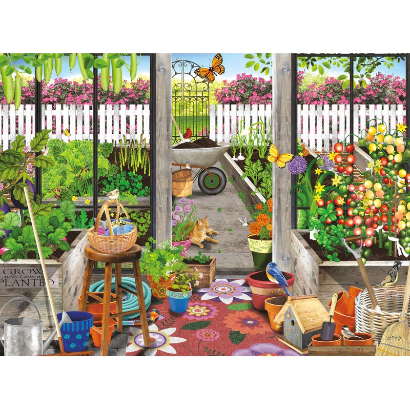 Buffalo Games – Sapphire Select – Tracy Flickenger – Garden Shed Greenhouse – 1000 Piece Jigsaw Puzzle – Challenging & Fun – Blu