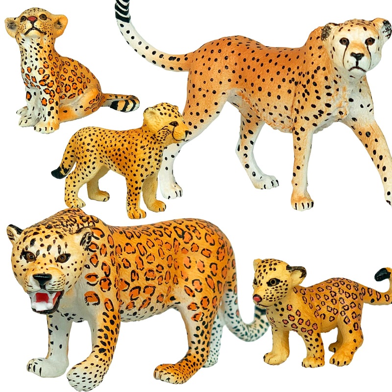 Gemini&Genius Jaguar Toys, Safari Animal Cheetah Toys, Leopard Family Playset Figures, Wildlife World Models, Birthday Cake Topp