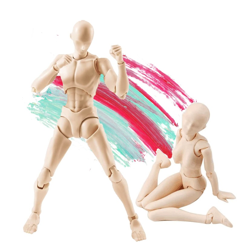 Gnallang Action Figures Pvc Model (Yellow Color) With Box Drawing Figure Models For Artists(Female+Male)