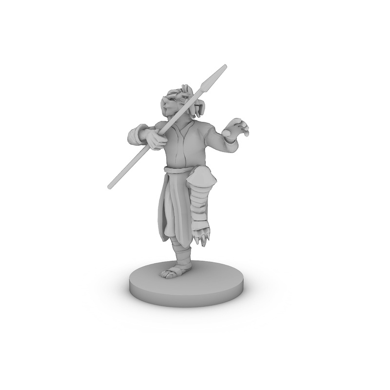 Gold Dragonborn Monk Male Tabletop Dnd Gaming Miniature