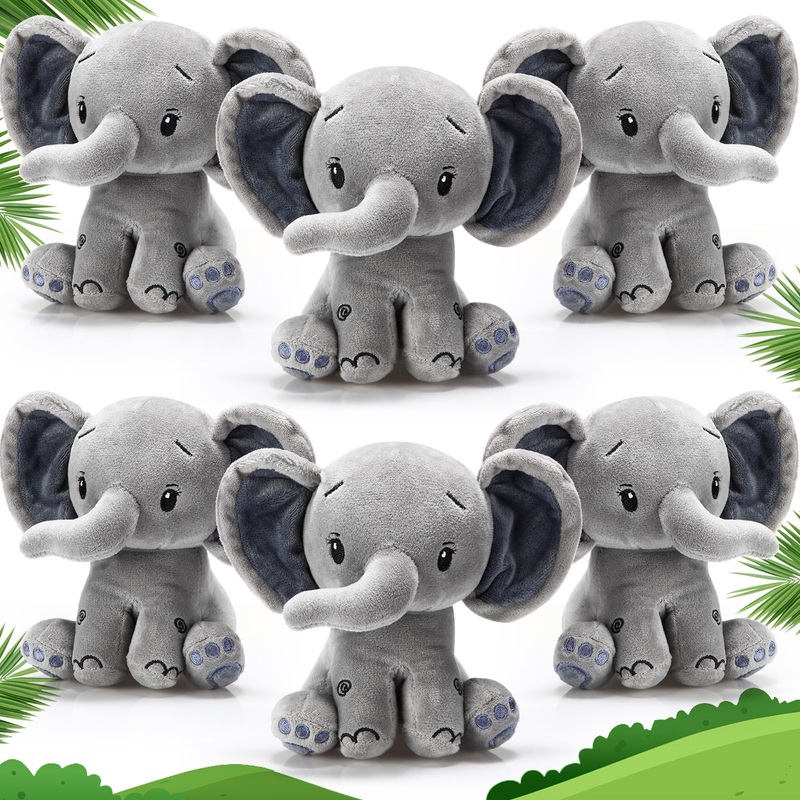Harrycle 6 Pcs Elephant Stuffed Animals 6 Inch Big Ear Stuffed Elephant Animal Plush Toy Gift For Baby Shower Boys Girls Nursery