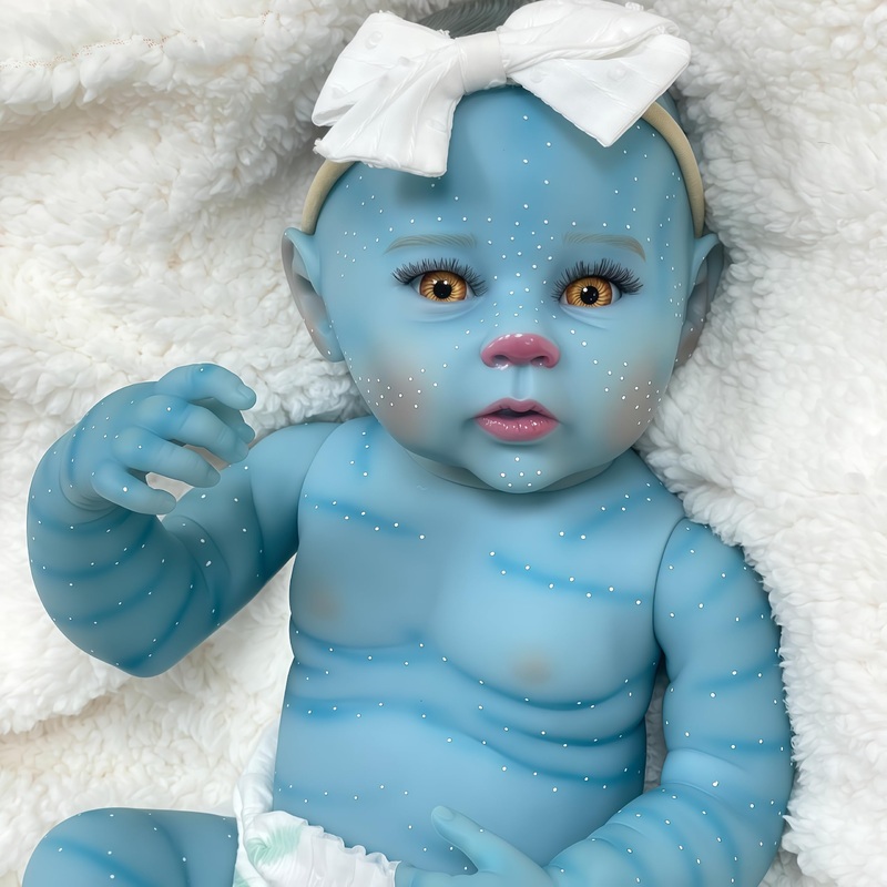 Joyarr 20 Inch Reborn Baby Doll With Blue Skin, Lifelike Newborn Doll Realistic Brown Eyes With Soft Vinly Body, Real Life Baby