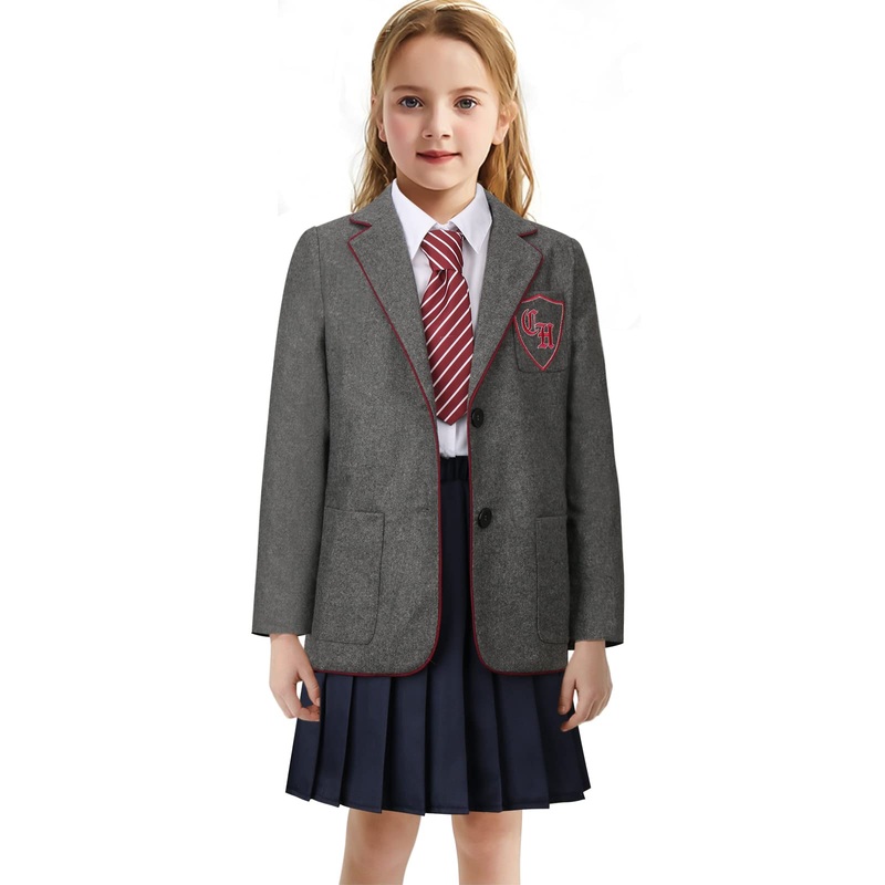 Kids Musical Cosplay Costume Outfit Girls School Uniform Suit Jacket Shirt Skirt Tie Halloween Party Stage Full Set (Small)