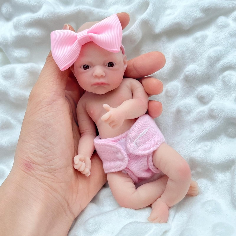 Mire & Mire Reborn Baby Dolls Silicone Full Body – 6-Inch Girl Silicone Mini Baby Dolls With Feeding Accessories