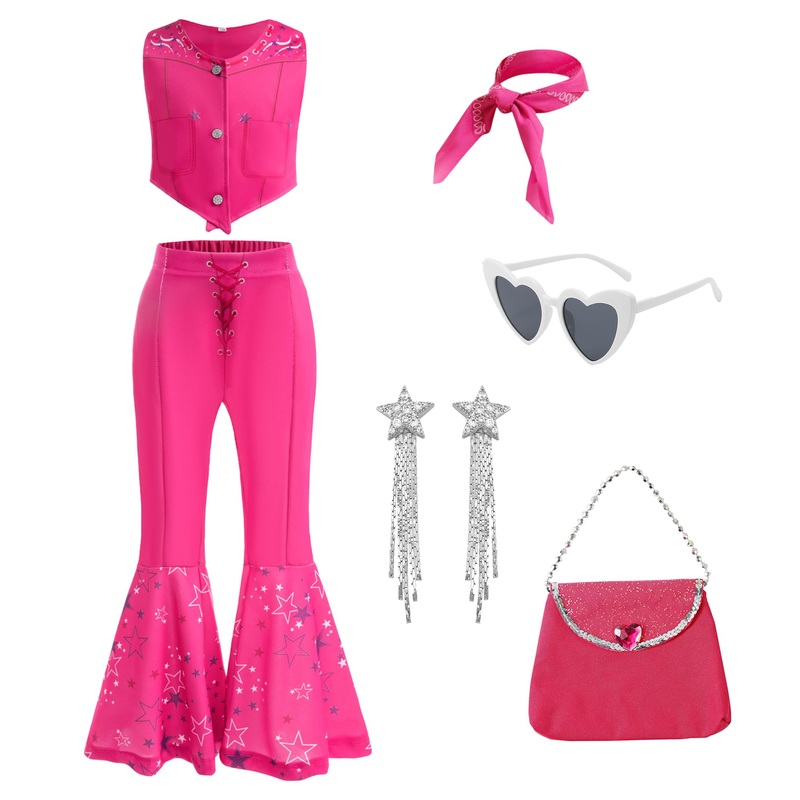 Shelovesit Girls Cowgirl Dollcostume For Kids, Rose Cowgirl Outfit Dress Up For Halloween And Birthday Party-(120Cm/5T-6T)