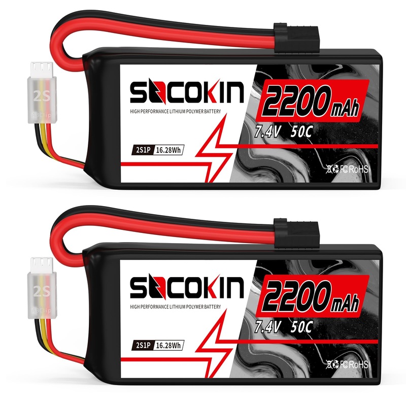 Socokin 2S Lipo Battery 7.4V 50C 2200Mah Batteries With Tr Connector Plug Soft Case Shorty Battery For Rc Car Truck Boat Truggy