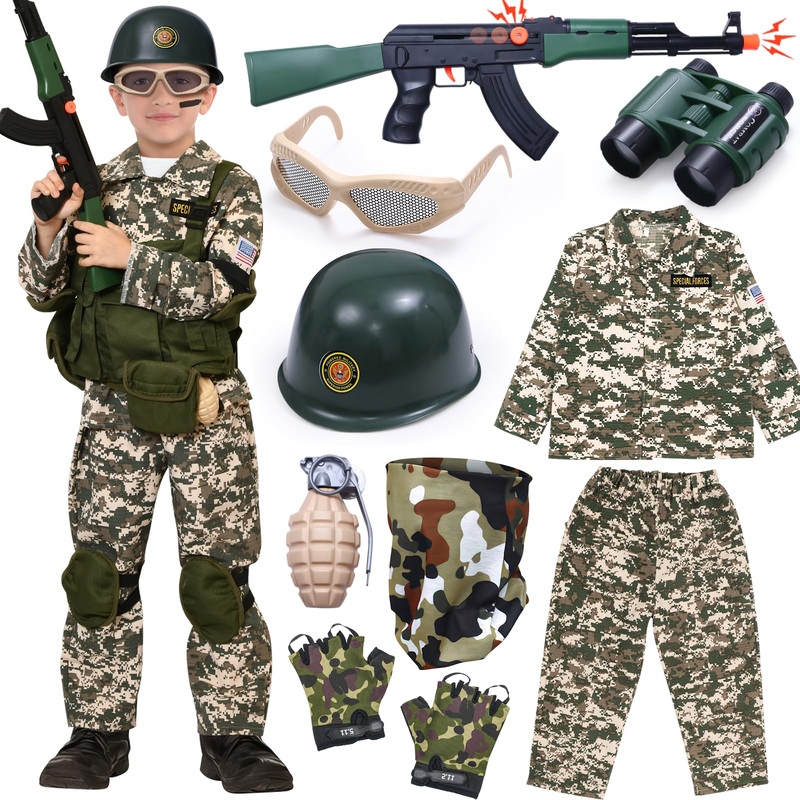 Tacobear Army Costume For Kids Boys With Army Toys Accessories Special Forces Outfit For Halloween Military Soldier Costume