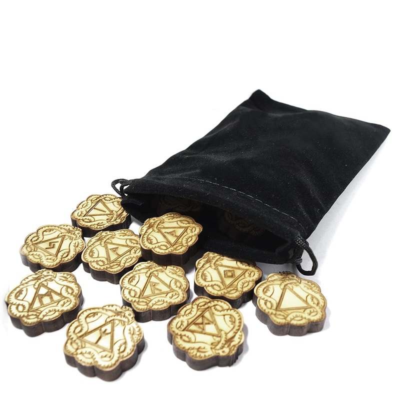 Wooden Dragon Serpent Viking Rune Set Elder Futhark Viking Pagan Gift, Made In The Usa Soild Wood