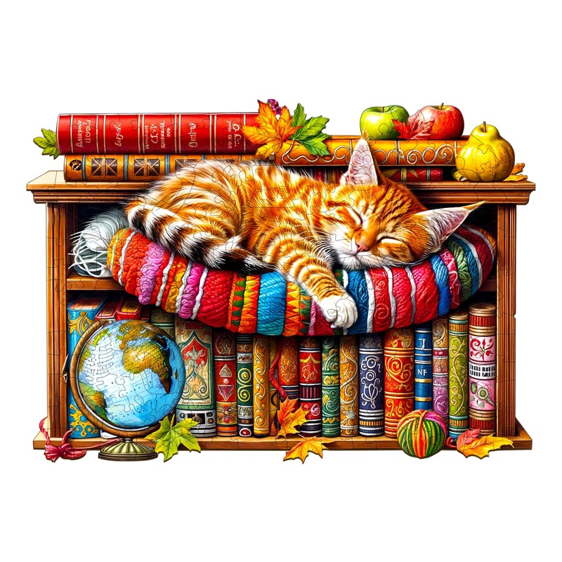 Wooden Puzzles For Adults – Challenging Dreamy Tabby Cat Adult Puzzle, Unique Animal Shaped Wooden Jigsaw Puzzles For Adults, Cr