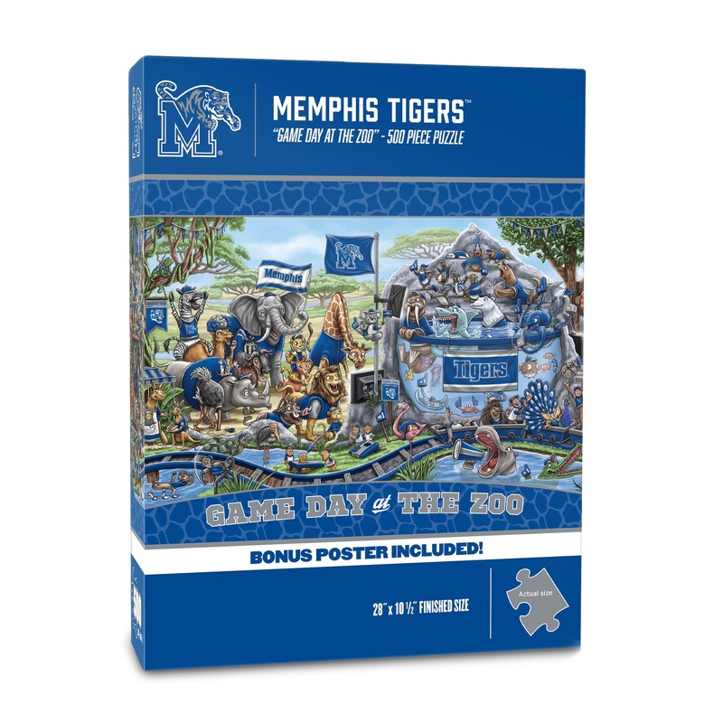 Youthefan Ncaa Memphis Tigers Game Day At The Zoo 500Pc Puzzle 28” X 10.5”