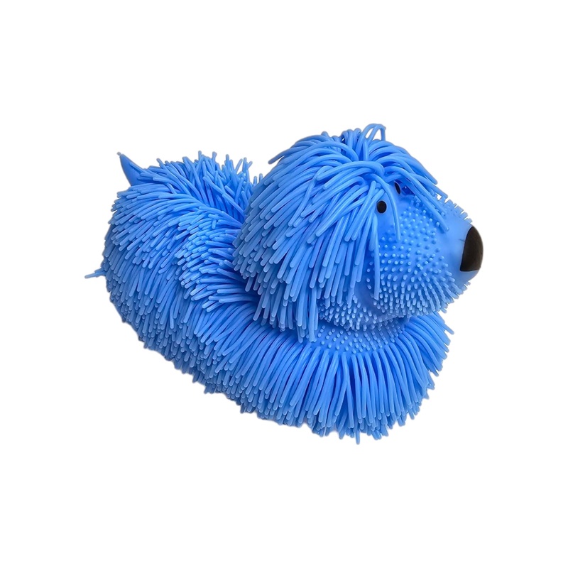 Zugar Land Soft Shaggy Puffer Dog Toy (1 Blue) (8” X 5”) Filled With Air For A Fun Squishy Stretchy Fidget Experience. Blue, P