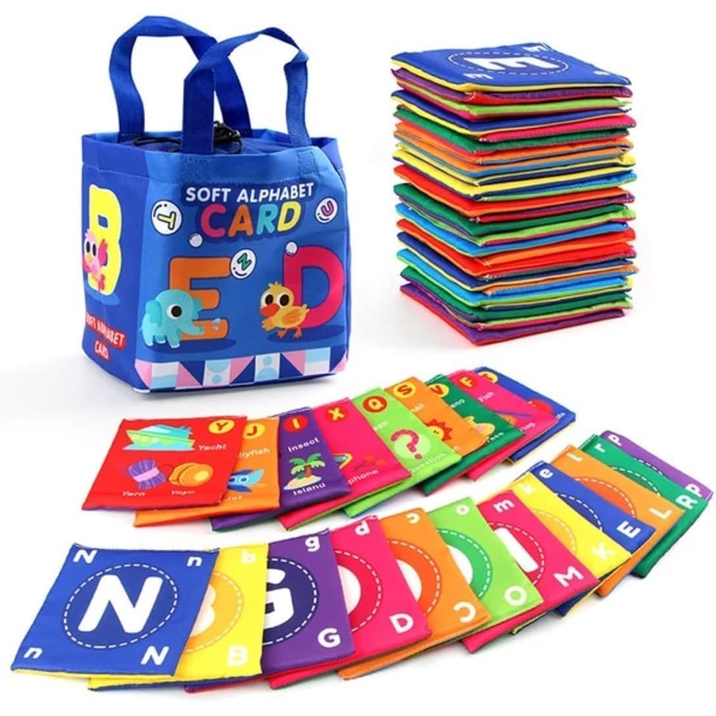 26 Pcs Early Childhood Enlightenment Book,Soft Alphabet Cards,Abc Learning Flash Cards With Storage Bag,Soft Letter Early Educat