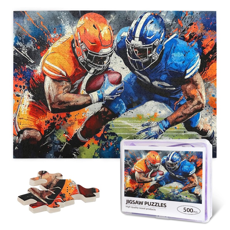 American Football Jigsaw Puzzle For Adults 500 Pieces Colorful Sports Puzzles Football Player Wooden Puzzle For Living Room Fami
