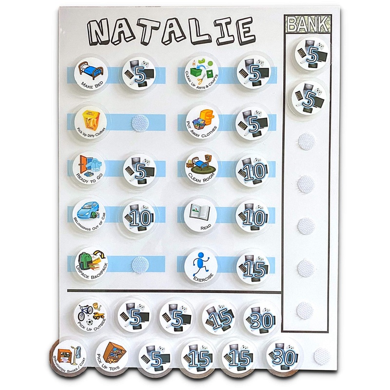 Chore Chart With Screen Time Tracker Shipped, Earn Screen Time For Chore Completion. Order With Movable Or Dry Erase Chores