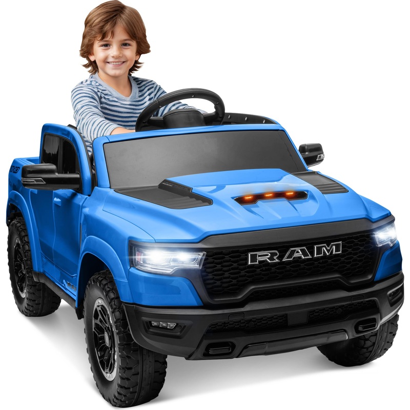 Enyopro Licensed Ram 1500 Ride On Truck, Electric Car For Kids & Toddlers, 12V Ride On Car With Remote Control, Key Start, Bluet