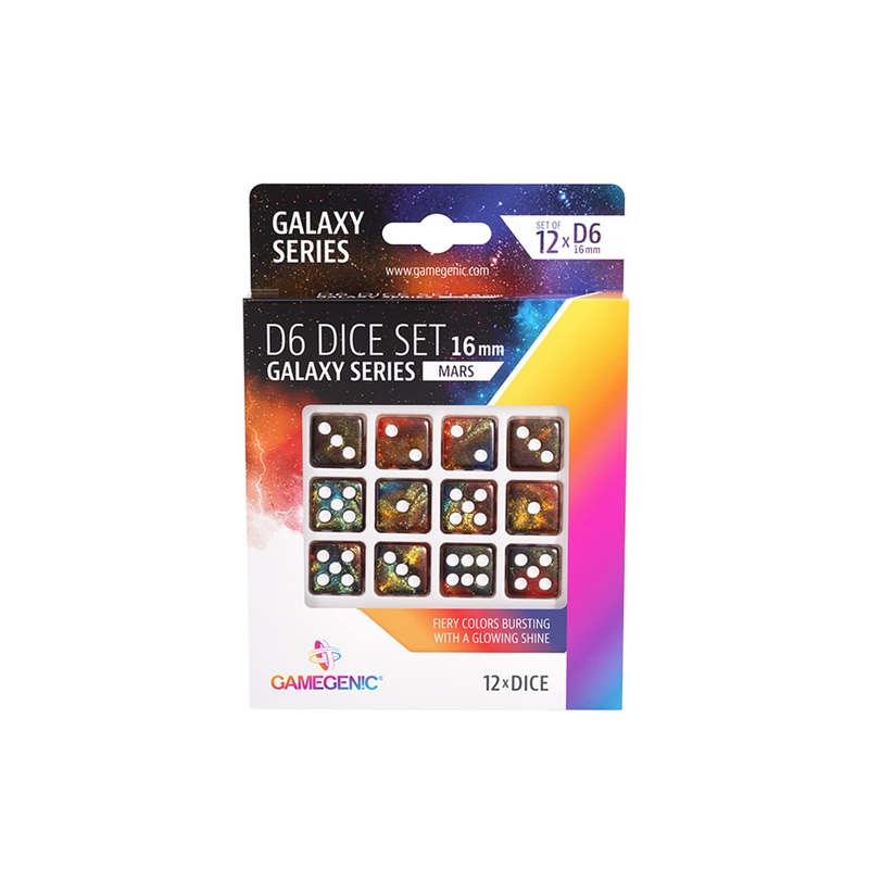 Galaxy Series Mars D6 Dice Set | Set Of 12 Six-Sided Dice | Premium Quality Resin Dice For Dice Games, Board Games And Card Game