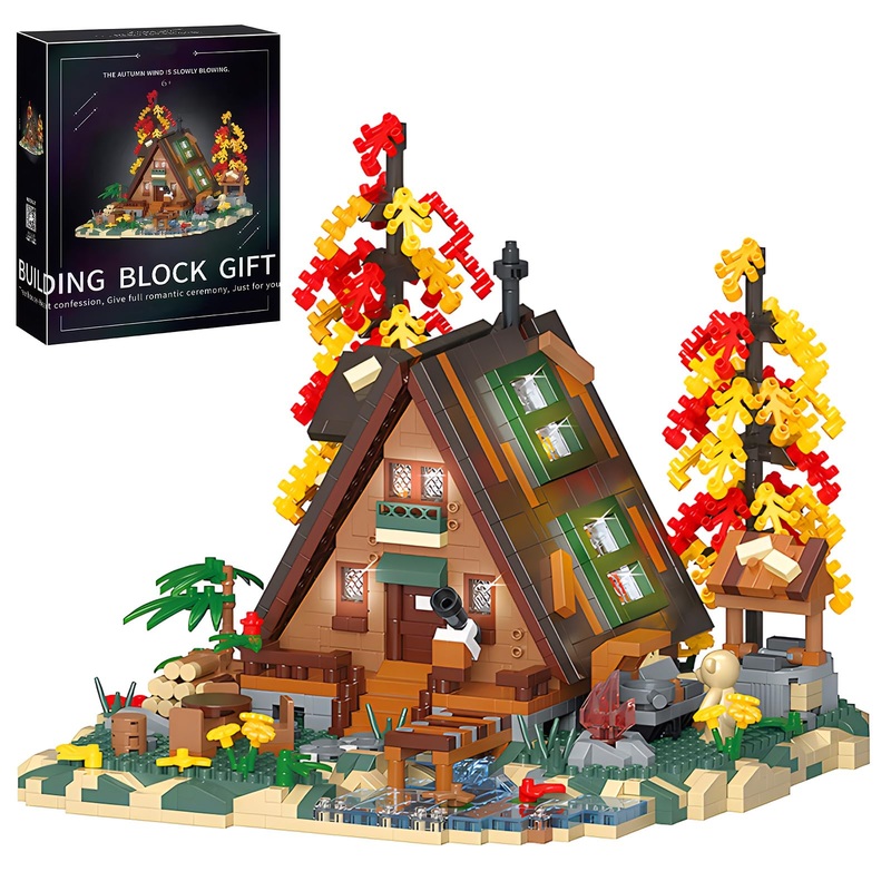 Hjplpxh Flowers Wood Frame Cabin Building Blocks Set, Cherry Blossom Bonsai Treehouse Architecture Micro Mini Block Kits Gift Fo