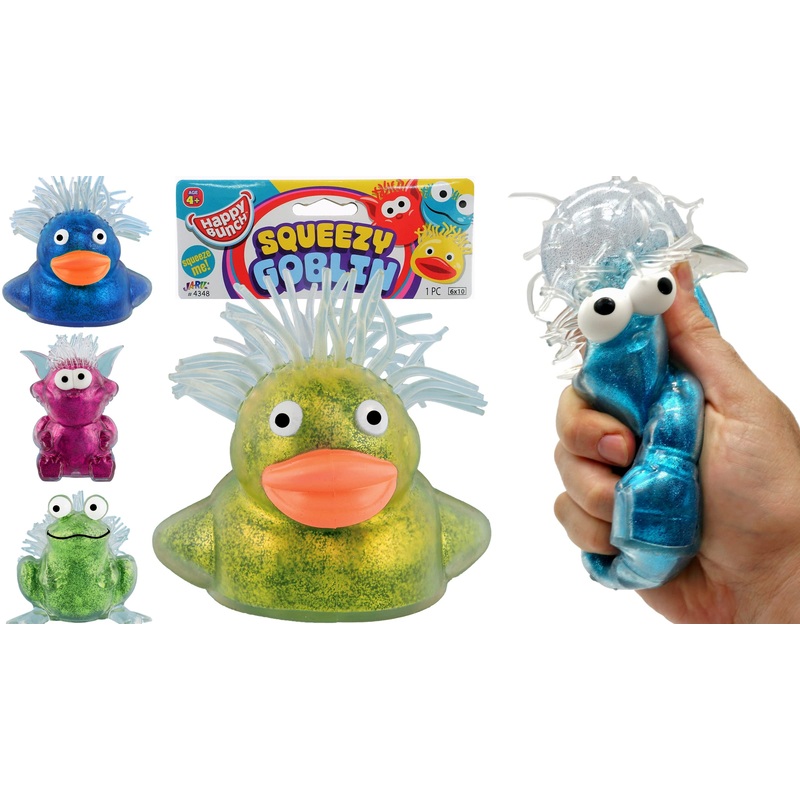 Ja-Ru Squeeze Goblins Squishy Glitter Animal (1 Goblin Assorted) Mini Sensory Squish Toys For Kids & Adult, Boys & Girls. Stress