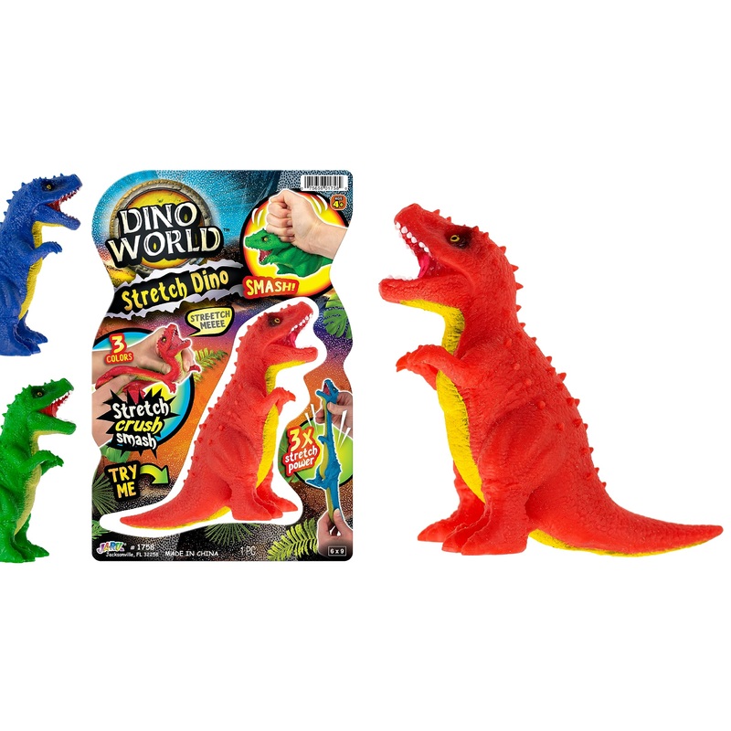 Ja-Ru Stretchy Toy Dinosaur Toy (1 Unit) T-Rex Rubber Dino ,Super Squishy And Individually Packed Fidget Toys For Boys, Realisti