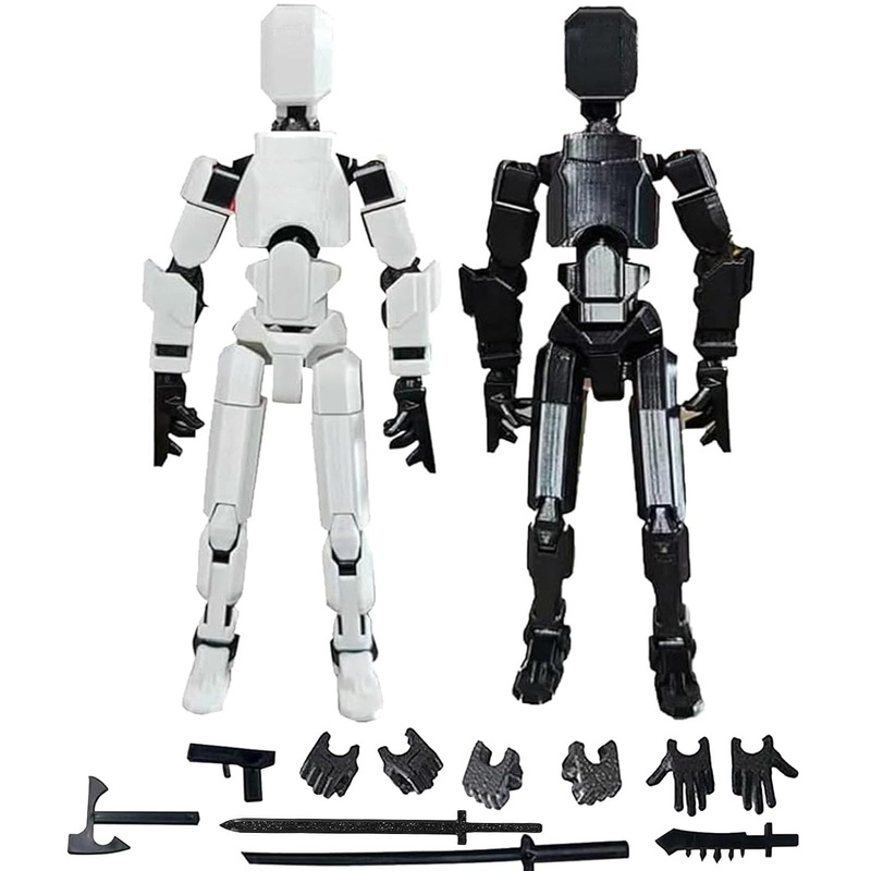 Leuaxmy 2Pcs T13 Action Figure Stick Figures Titan 13 Lucky Dummy 13 Cool Action Figures,3D Printed Action Figure, Mission 13 T-