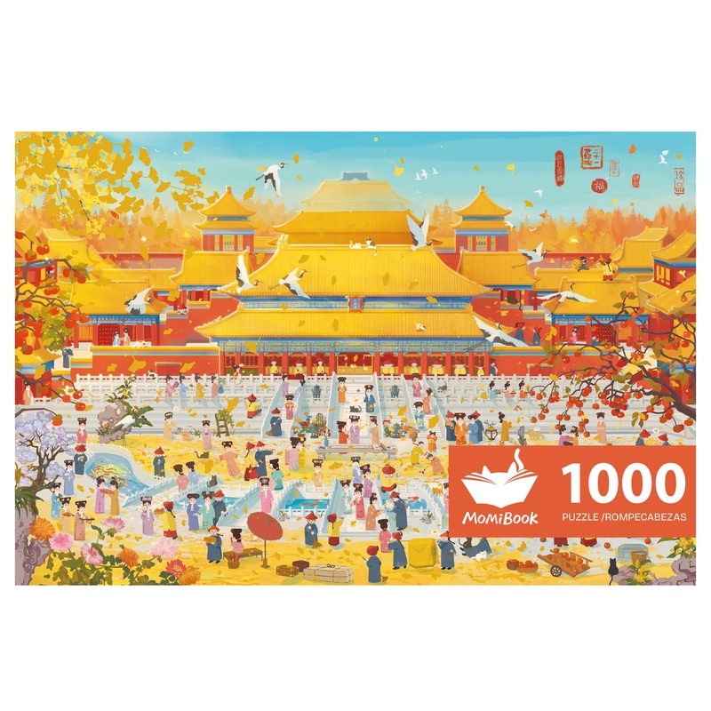 Momibook Puzzles For Adults 1000 Piece Jigsaw Puzzles Of Autumn In The Forbidden City, Gilding Fall Painting Image Difficult Cha