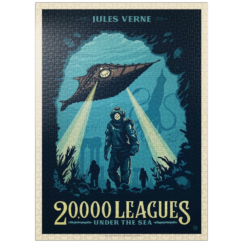 Mypuzzle 20,000 Leagues Under The Sea: Jules Verne, Vintage Poster – Premium 1000 Piece Jigsaw Puzzle For Adults
