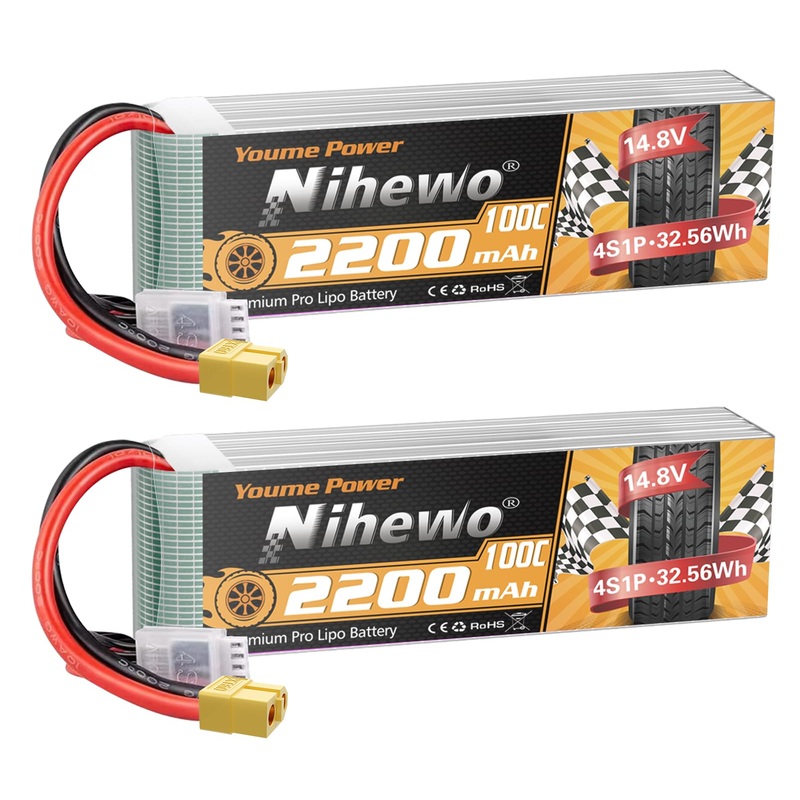 Nihewo 4S Lipo Battery 14.8V 2200Mah Rc Battery Soft Case 100C With Xt60 Plug For Fpv Drone Rc Quadcopter Helicopter Airplane Ca