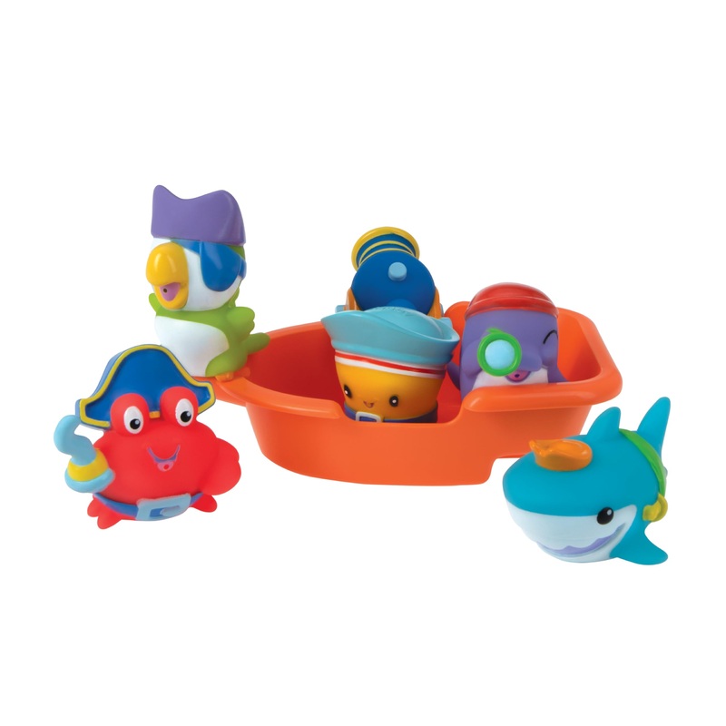 Nuby Pirate Pals Bath Toy Set – Interactive Bath Time Toys – 18+ Months