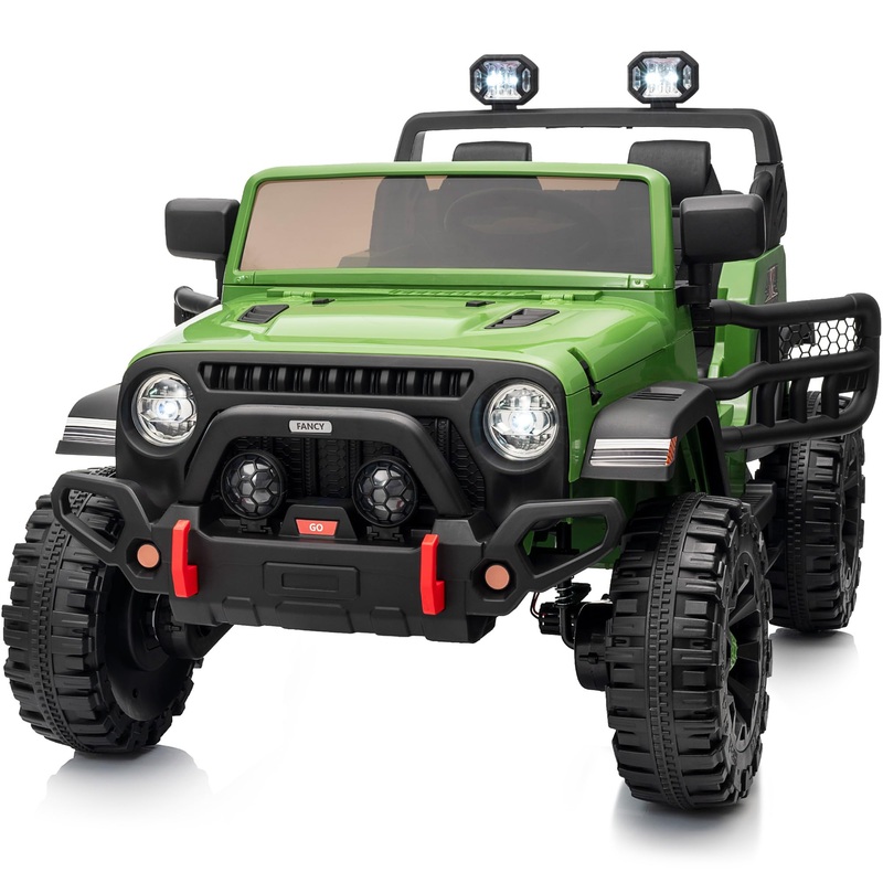 Outfunny 2-Seater Ride On Truck Toy, 12V Electric Truck Car For Kids Boys Age 4-8 W/Remote Control, Bluetooth, Capacity 150Lbs –