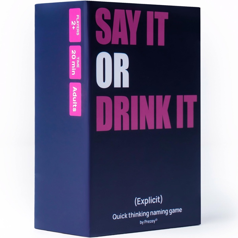 Prezey Say It Or Drink It – Category Card Games For Adults With 250 Hilarious Cards | White Elephant Gifts For Adults, Drinking