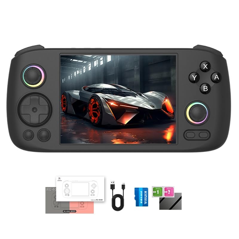 Rg 406H Retro Handheld Game Console With 4-Inch Ips Screen Rgb Lighting Handheld Gaming Console With Android 13 System And 128G