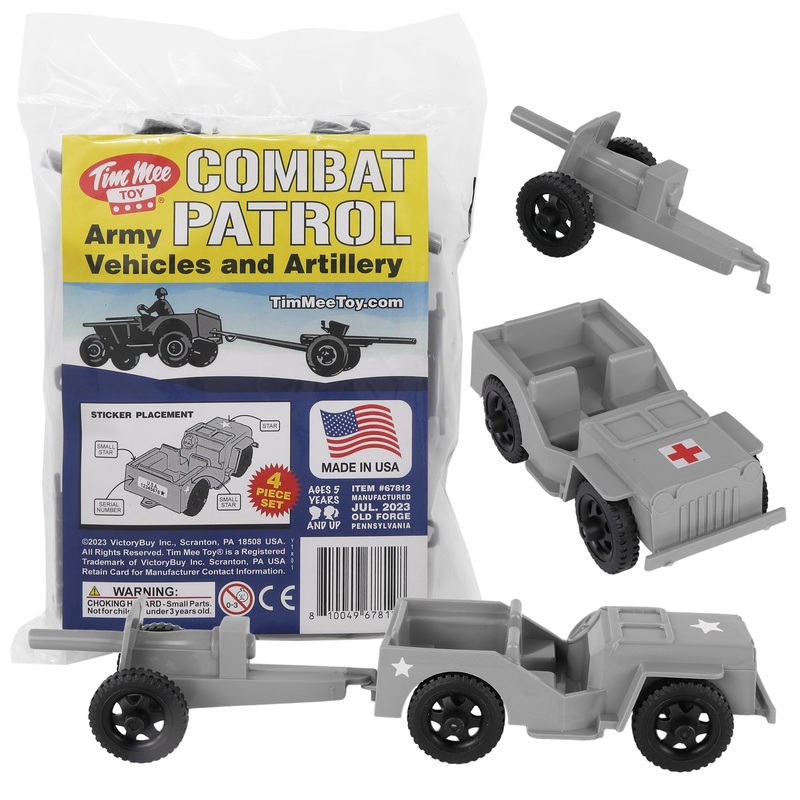 Timmee Combat Patrol Willys & Artillery – Gray 4Pc Playset Usa Made