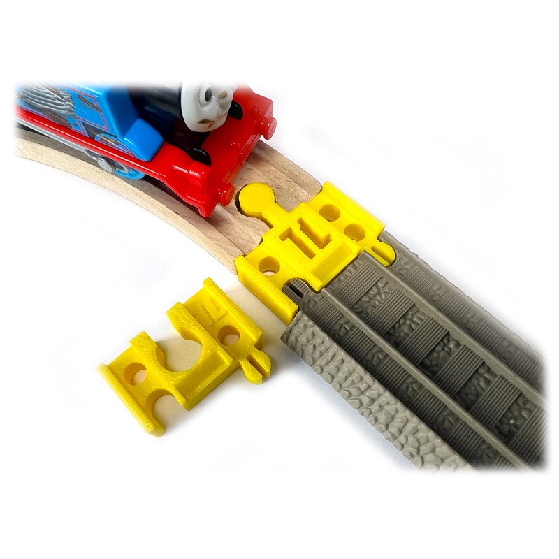 Trainlab Adapters Compatible With Trackmaster (Brown 2009) To Wooden Railway Train Tracks (2Pc) (Yellow)