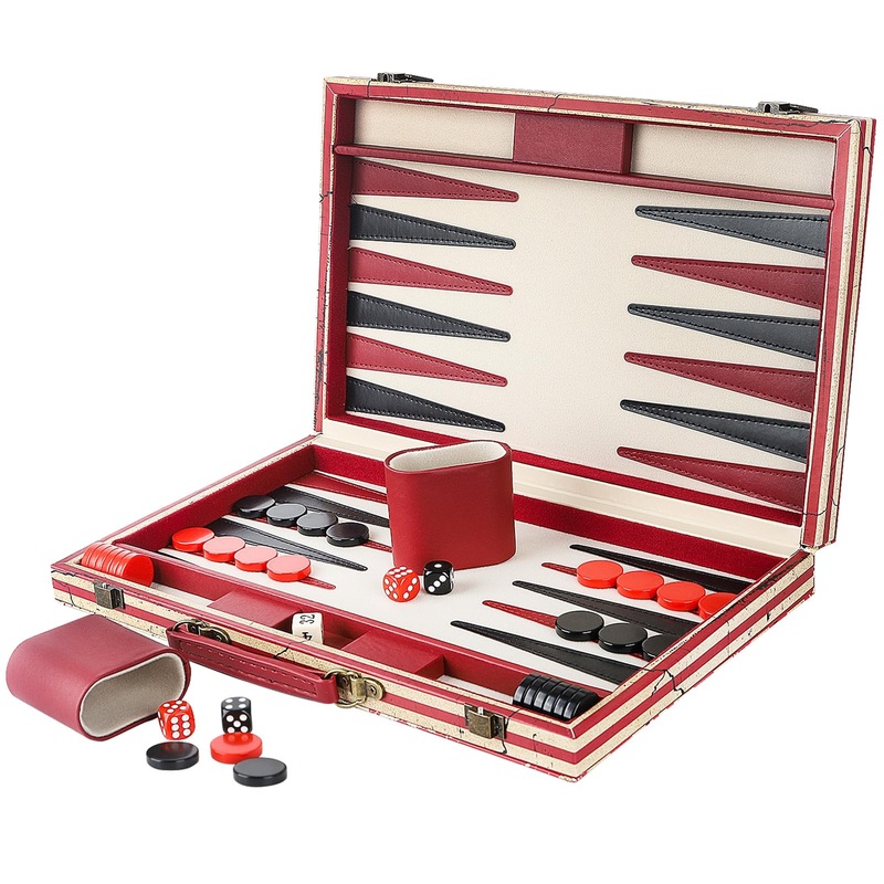 Vovotuzzi Backgammon Sets For Adults Leather 15 Inches Backgammon Board Games, With Usa Flag Design, Large Backgammon Leather –